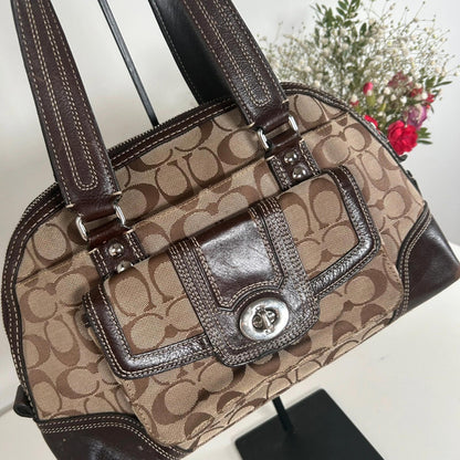 Coach Brown Monogram Hampton Signature Zip Shoulder Bag J0993-F13977