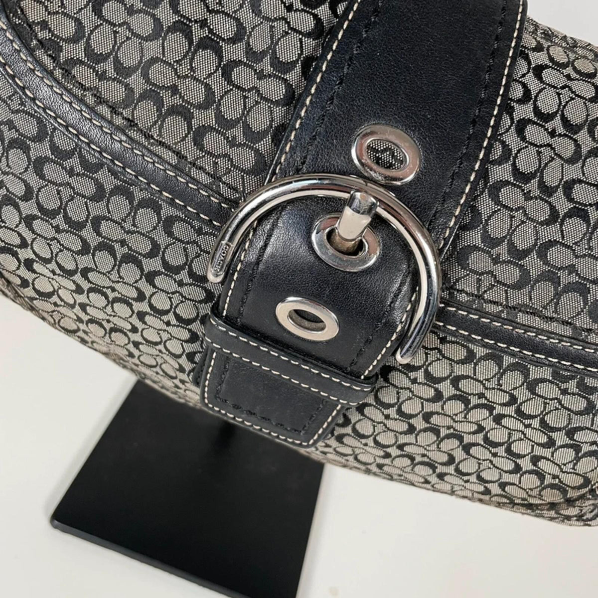 Coach Large Soho Black Signature C Canvas Shoulder Bag C0894-F12309