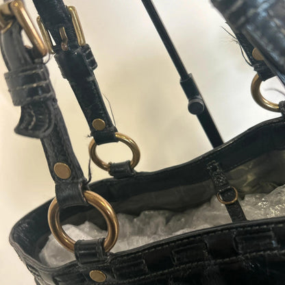 Coach Gallery Tote Bag Black Patent Leather Laced Gold Hardware G0773-11500