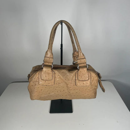 Y2K Vintage Guess Tan Leather Shoulder Handbag Silver Hardware