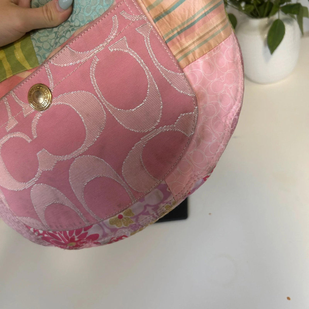Coach Pastel Patchwork Hobo Shoulder Bag M05Q-464
