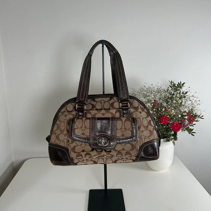 Coach Brown Monogram Hampton Signature Zip Shoulder Bag J0993-F13977