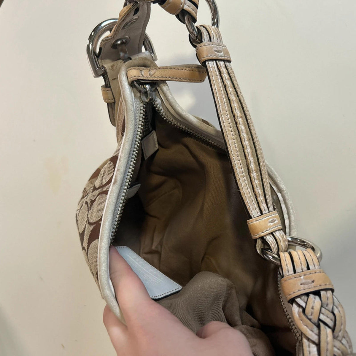 Coach Signature Soho Hobo Canvas and Leather Shoulder Bag A06K-6266