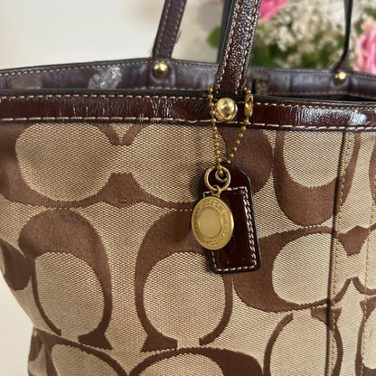 Vintage Y2K Coach Signature Stripe Brown Handbag JO668-10125