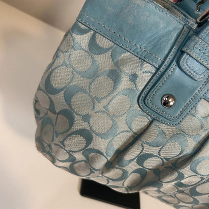 Vintage Y2K Blue Coach Signature Jacquard Handbag L0975-F13742