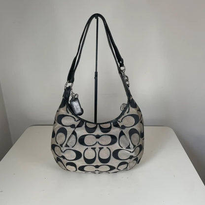 Coach Poppy Black Monogram Hobo Shoulder Bag M1033-16376
