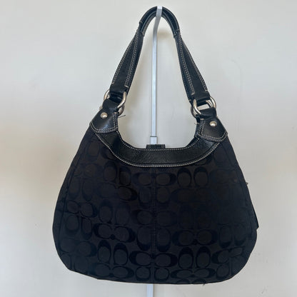 Coach Black Signature Monogram 3 Compartment Shoulder Bag K1020-F15514