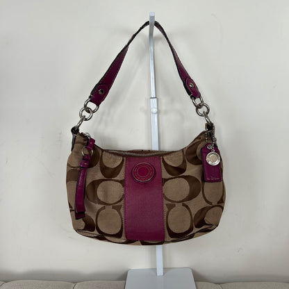 Coach Brown Signature Monogram Pink Stripe Mini Shoulder Bag Y2K B1305-F19218