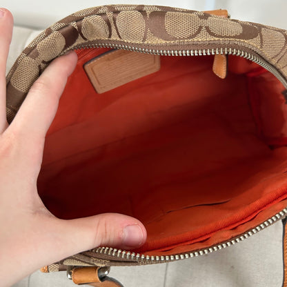 Coach Brown Monogram Front Buckle Satchel Shoulder Bag D04J-6846