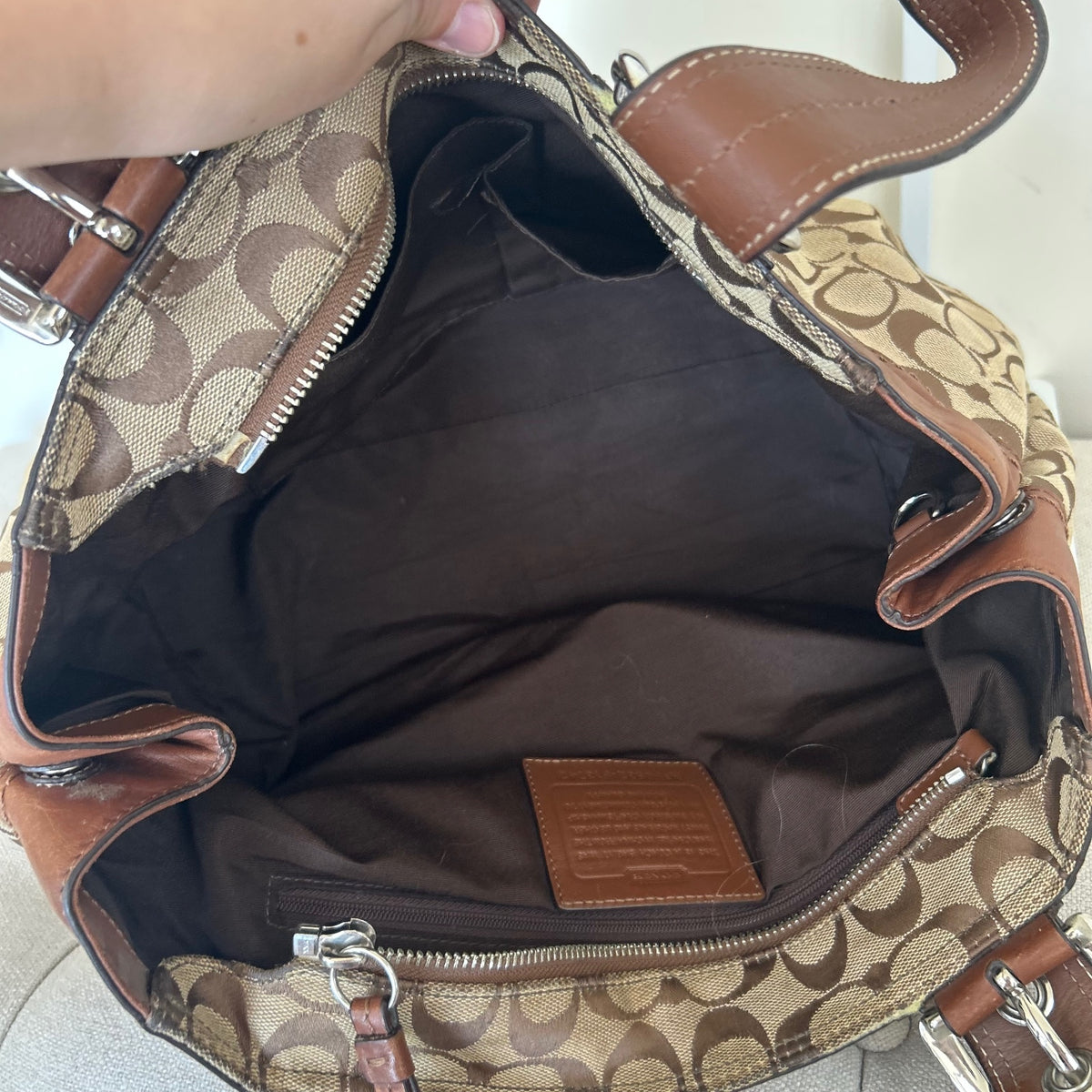 Coach Brown Monogram Signature Tote Shoulder Bag F0932-F13742