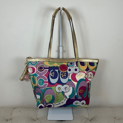 Coach Poppy Pink Graffiti Signature Tote Shoulder Bag M1205-F19434