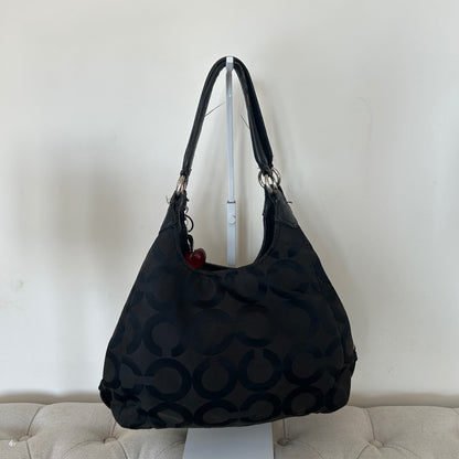 Coach Black Monogram 3 Compartment Shoulder Bag Red Interior H1381-21125M