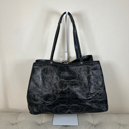 Coach Black Patent Leather 3 Compartment Kisslock Shoulder Bag J1276-F19215