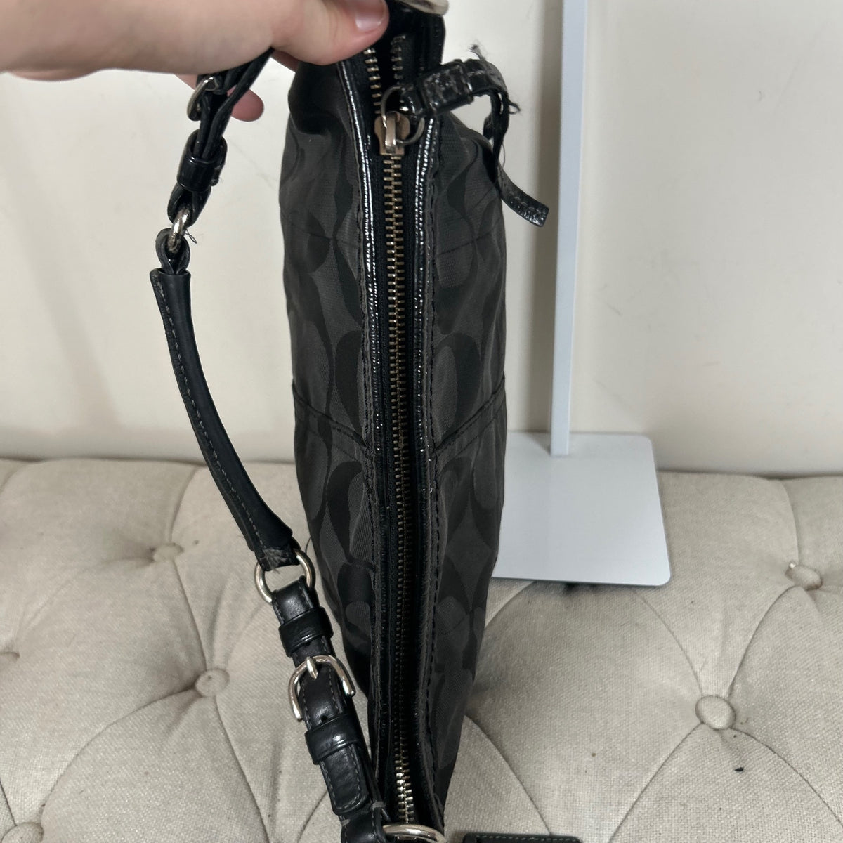 Coach Black Canvas Half Moon Hobo Shoulder Bag J0820-13351