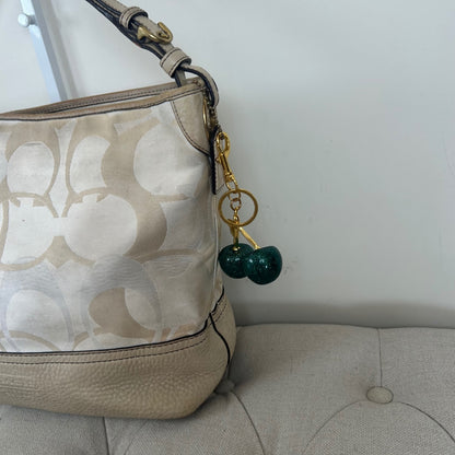 Coach Beige Optic Shoulder Bag with Leather Detail A063-7656