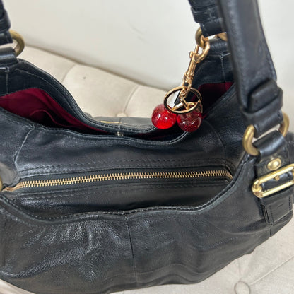 Coach Maggie Black Leather 3 Compartment Shoulder Bag B1168-16503