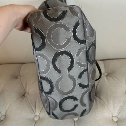 Coach Grey & Silver Op Art East-West Shoulder Bag F1220-21210