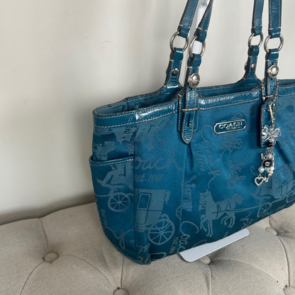 Coach Royal Blue Horse & Carriage Tote Shoulder Bag C1076-F15144