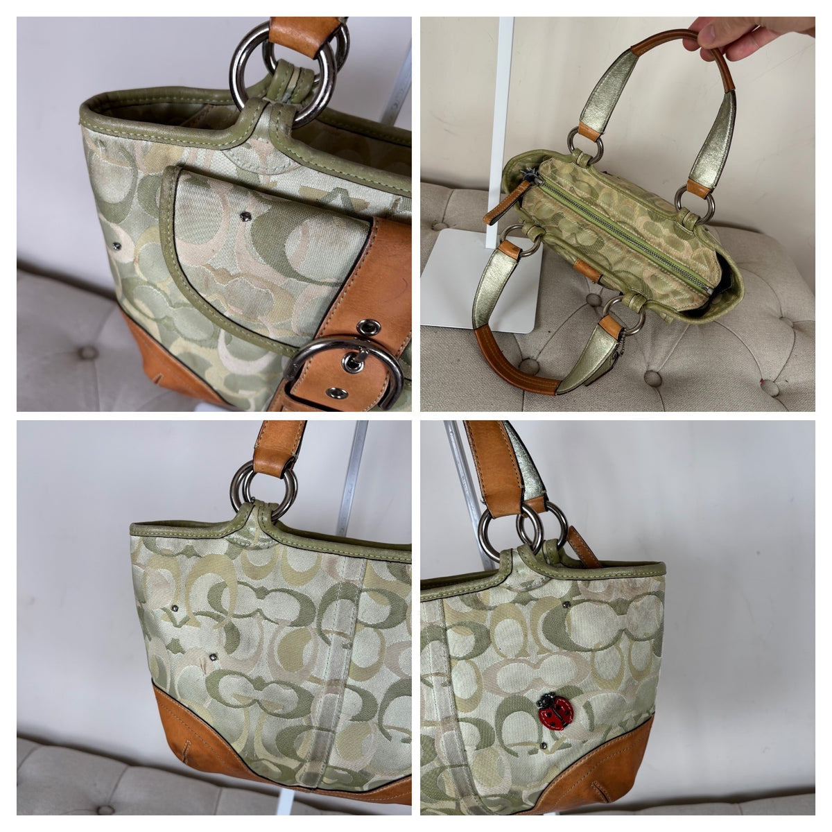 Coach Green Optic Ladybug Handle Top Soho Shoulder Bag M04Q-5621