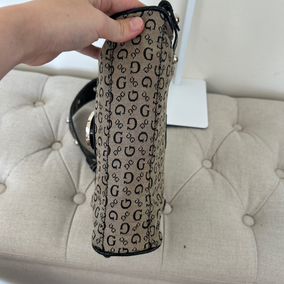 Guess Black & Grey Monogram Shoulder Bag
