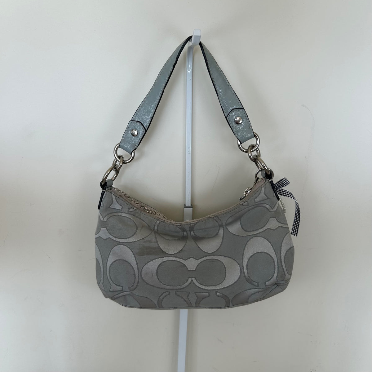 Coach Grey Monogram Convertible Stripe Shoulder Bag E1260-F19435
