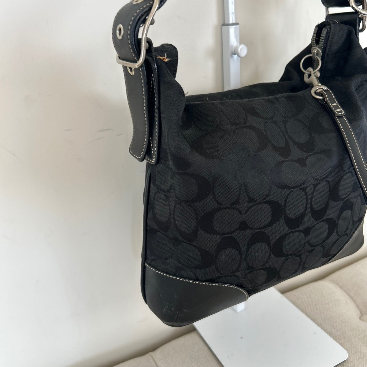 Coach Black Monogram Convertible Shoulder Bag J2K-6347