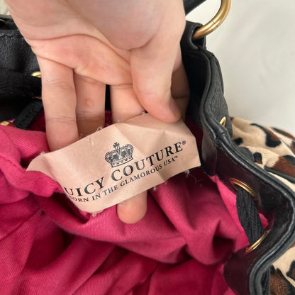 Vintage Y2K Juicy Couture Brown Leopard Print Velour Handbag