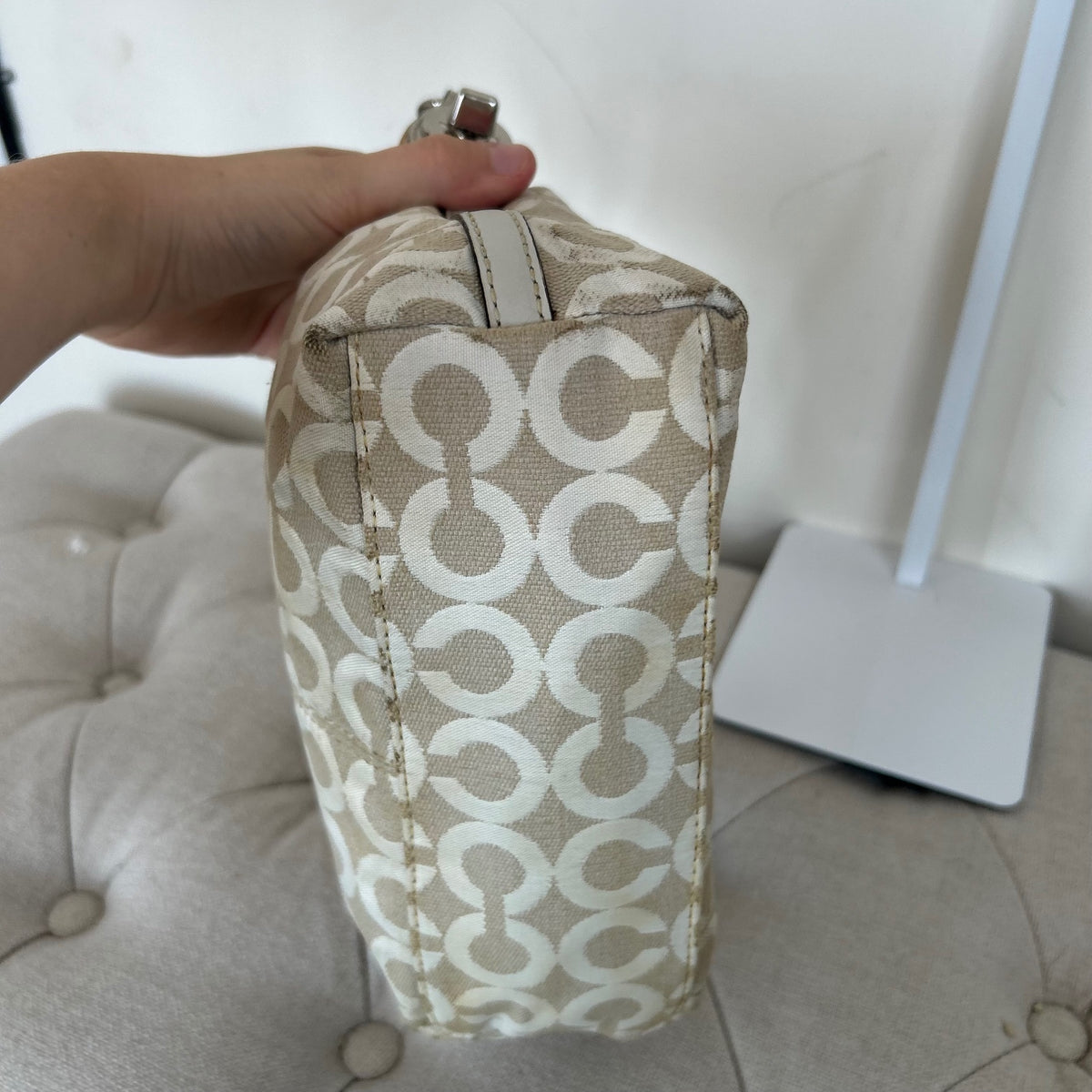 Coach Peyton Op Art Small Shoulder Bag Beige J0973-43465