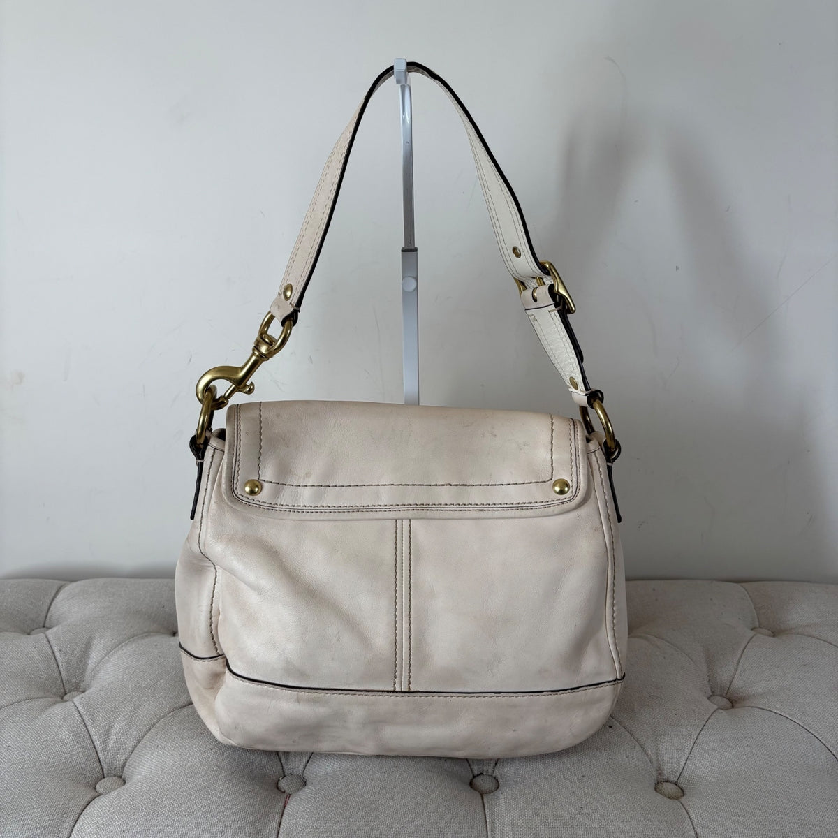 Coach Legacy 'Ali' Bone White Leather Shoulder Bag A0982-F12854