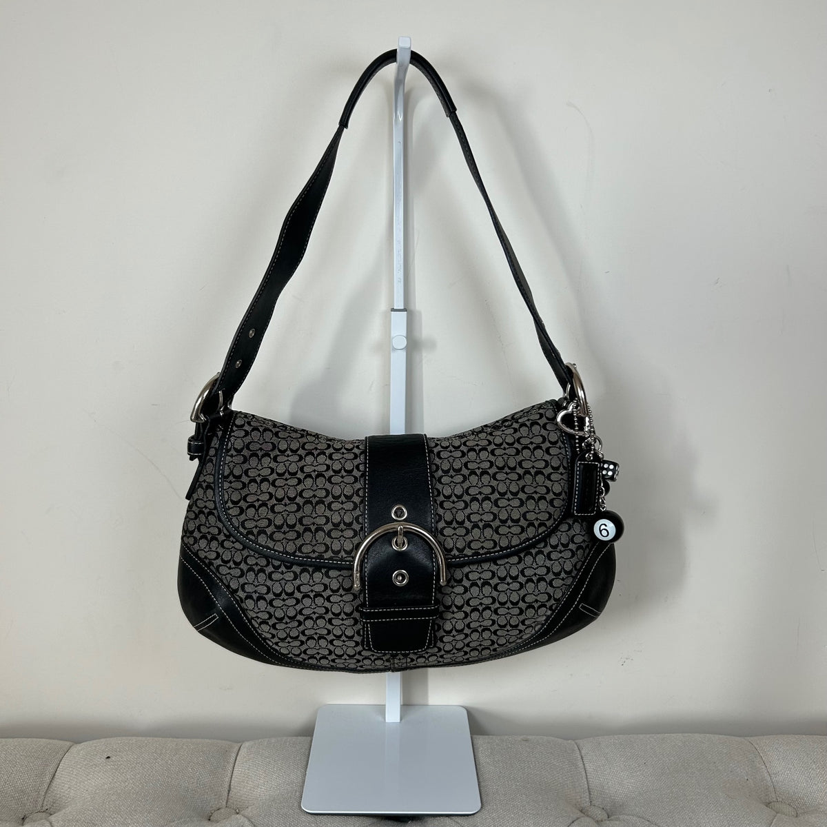 Coach Soho Large Black Signature Monogram Shoulder Bag E06W-6808