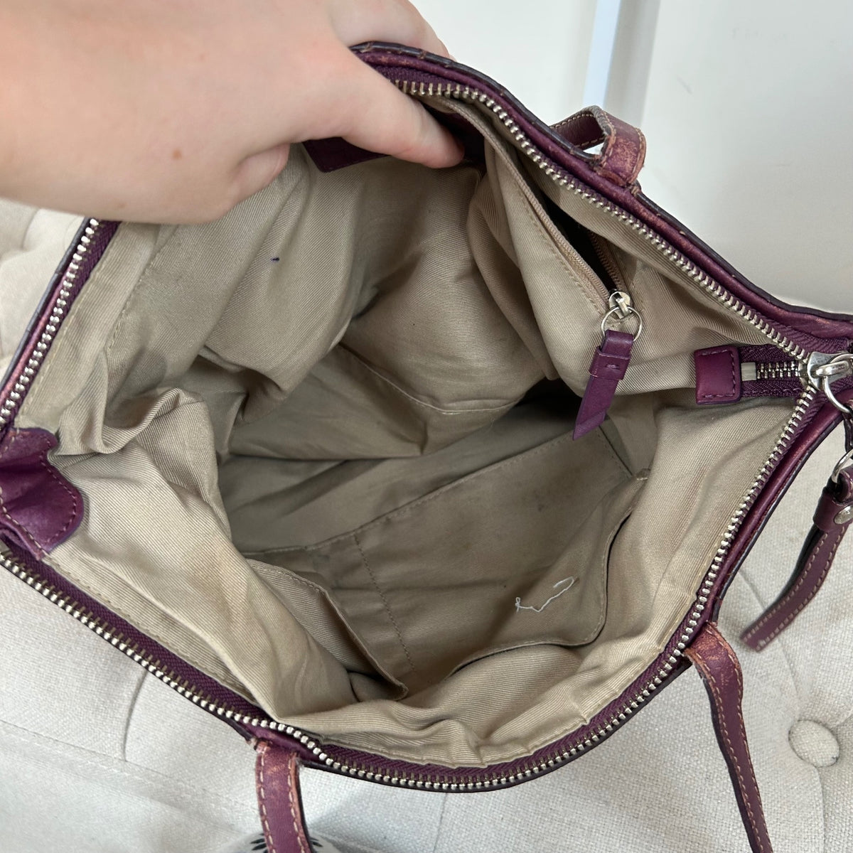 Coach Signature Monogram Purple Stripe Tote Shoulder Bag E1020-F15112