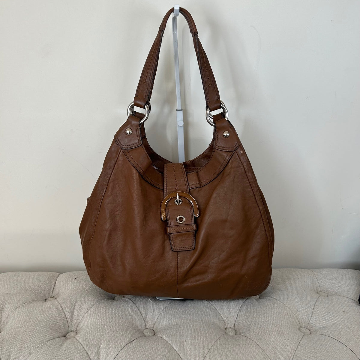 Coach Brown Leather Maggie 3 Compartment Buckle Front Shoulder Bag D1193-F17092
