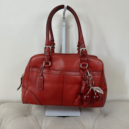 Coach Red Hampton Leather Satchel Shoulder Bag E050-8A69