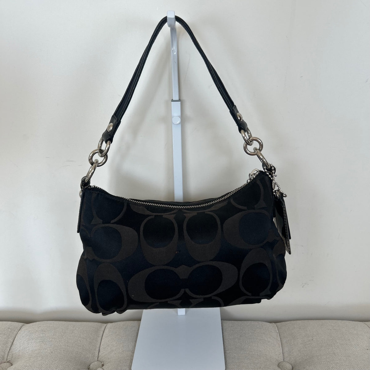 Coach Black Signature Monogram Mini Shoulder Bag Handbag Purse Y2K K0949-13833