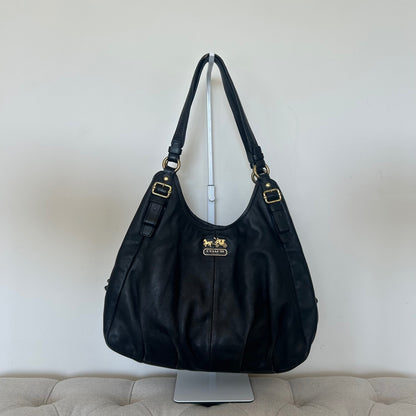 Coach Black Leather Maggie 3 Compartment Shoulder Bag B1168-16503