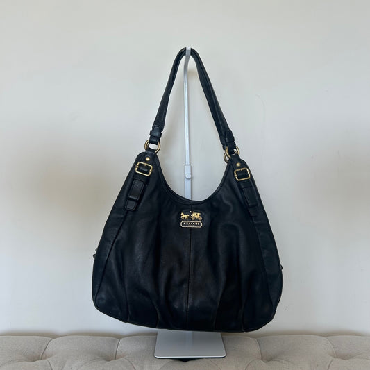 Coach Black Leather Maggie 3 Compartment Shoulder Bag B1168-16503