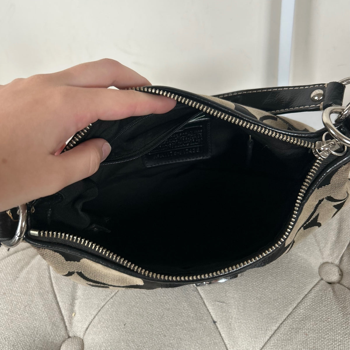 Coach Black Monogram Stripe Mini Shoulder Bag A1175-F17439