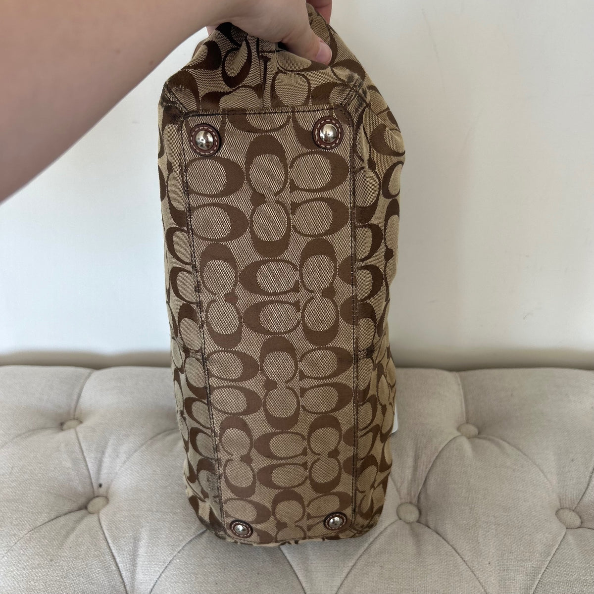 Coach Brown Monogram Signature Tote Shoulder Bag F0932-F13742