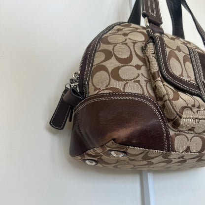 Coach Hampton Brown Signature Monogram Shoulder Bag Handbag Purse L1079-F13977