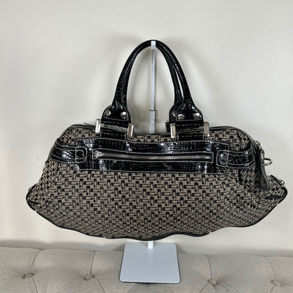 Vintage Y2K Guess Large Black Monogram Handbag Silver G