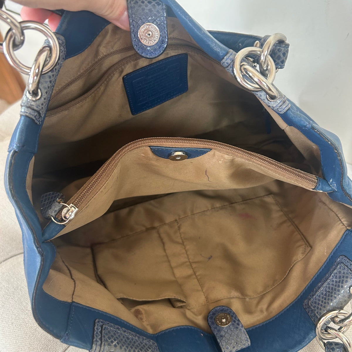 Coach Blue Leather Penelope 3 Compartment Shoulder Bag E1160-F16531
