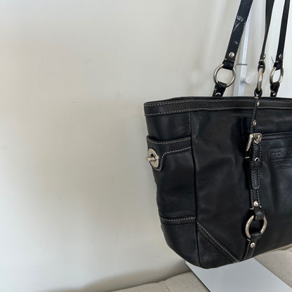 Coach East West Black Leather Shoulder Bag E0882-F12343
