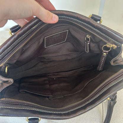Coach Hampton Chocolate Brown Signature Monogram Shoulder Bag E0773-11062