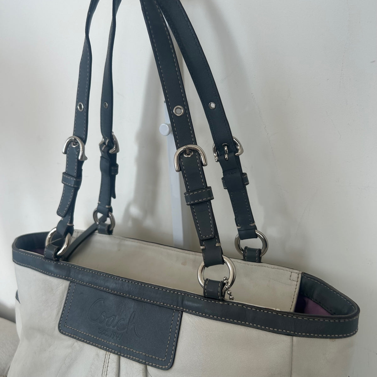 Coach White Leather Gallery East West Shoulder Tote Bag A1072-F13759