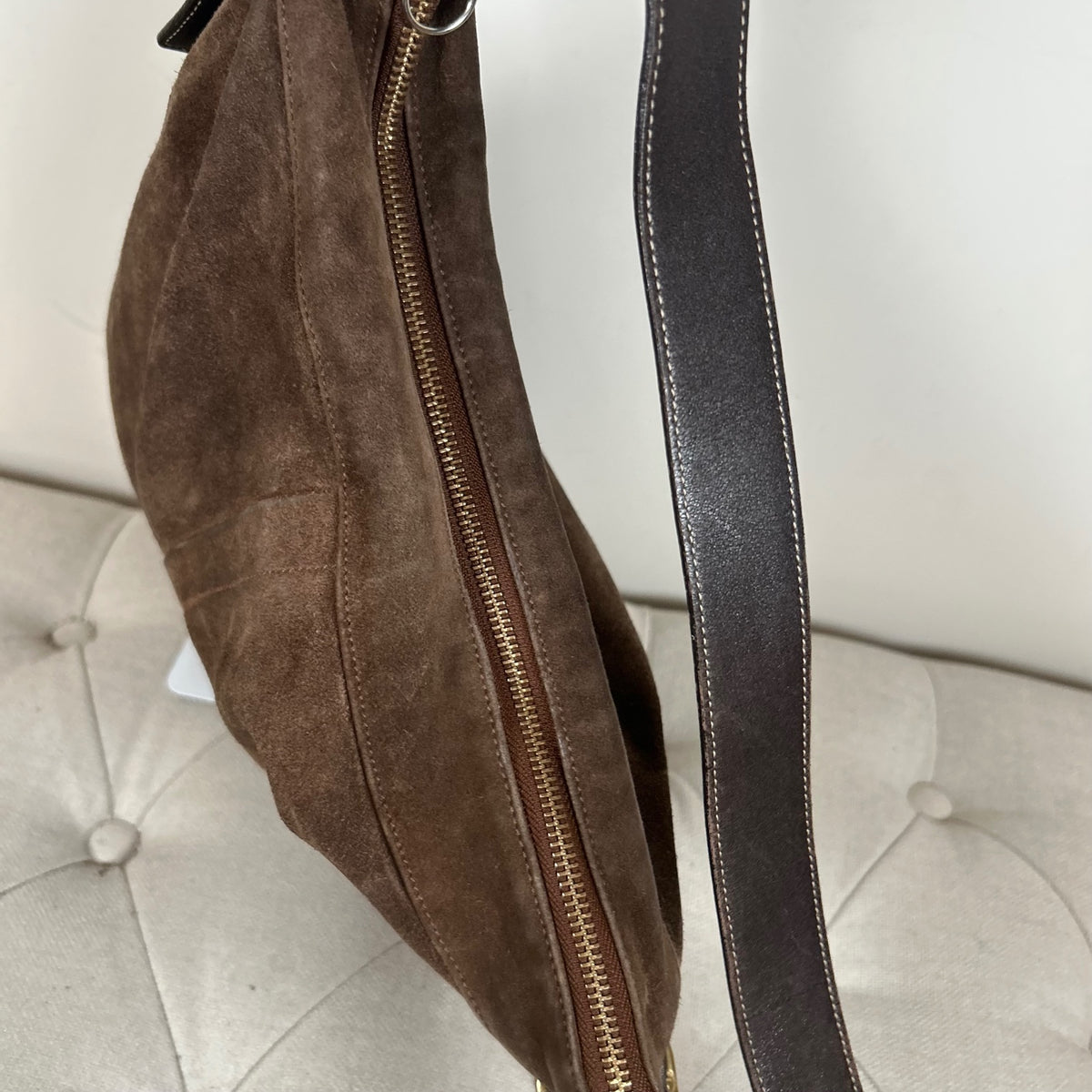 Coach Brown Suede Hobo Crossbody Bag G2S-9324