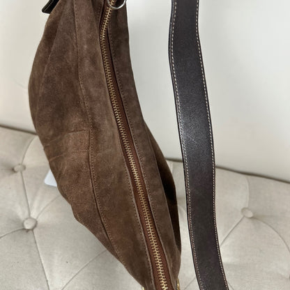 Coach Brown Suede Hobo Crossbody Bag G2S-9324