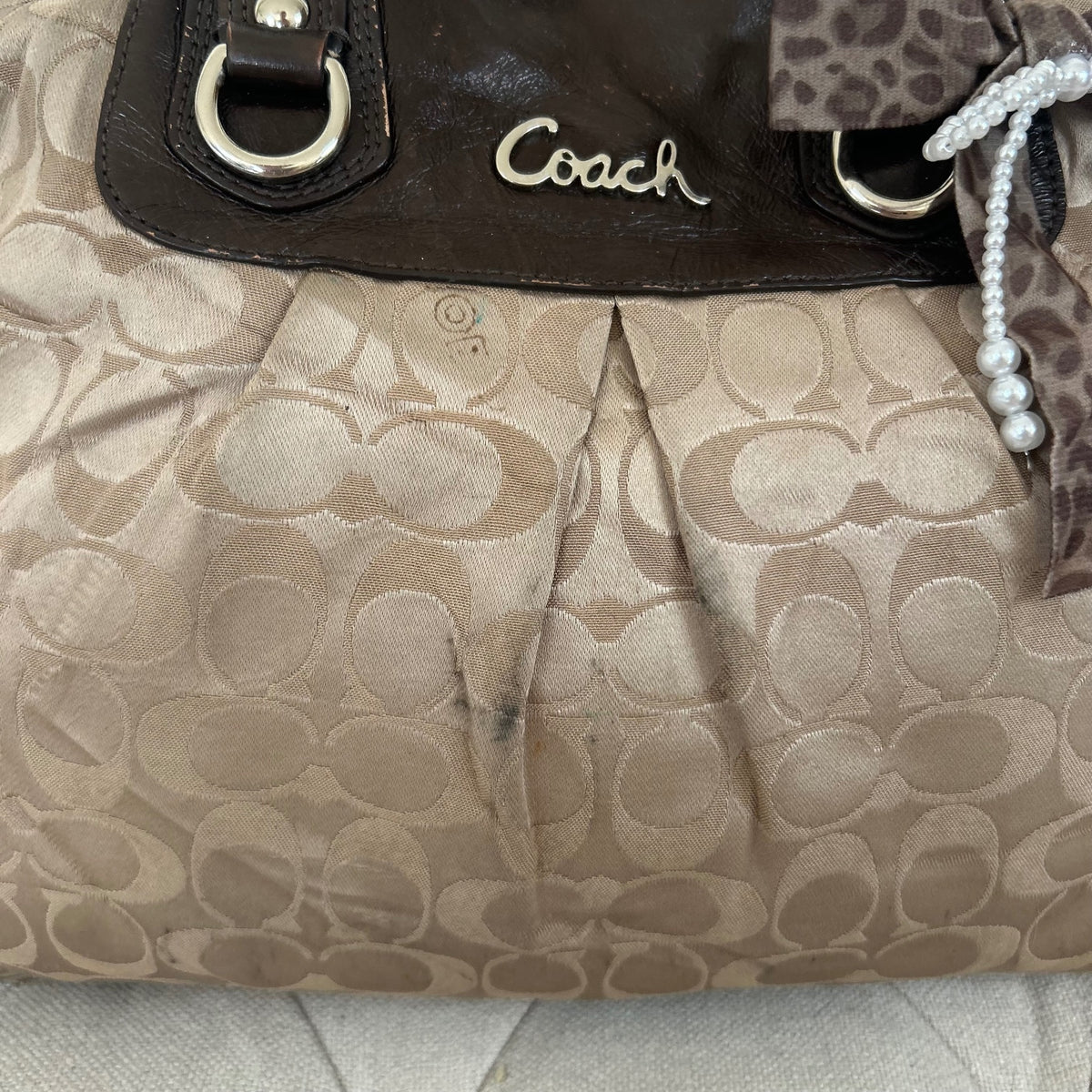 Coach Beige Monogram 3 Compartment Shoulder Bag C1159-F15510