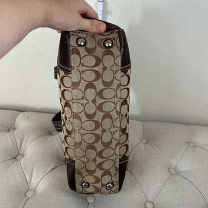 Coach Hampton Brown Signature Monogram Satchel Shoulder Bag E0932-F13975