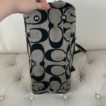 Coach Black Signature Monogram Stripe Tote Shoulder Bag G1220-F19563
