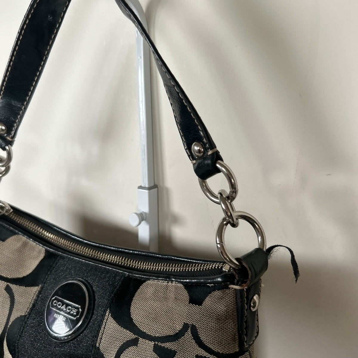 Coach Black Monogram Stripe Mini Shoulder Bag A1175-F17439
